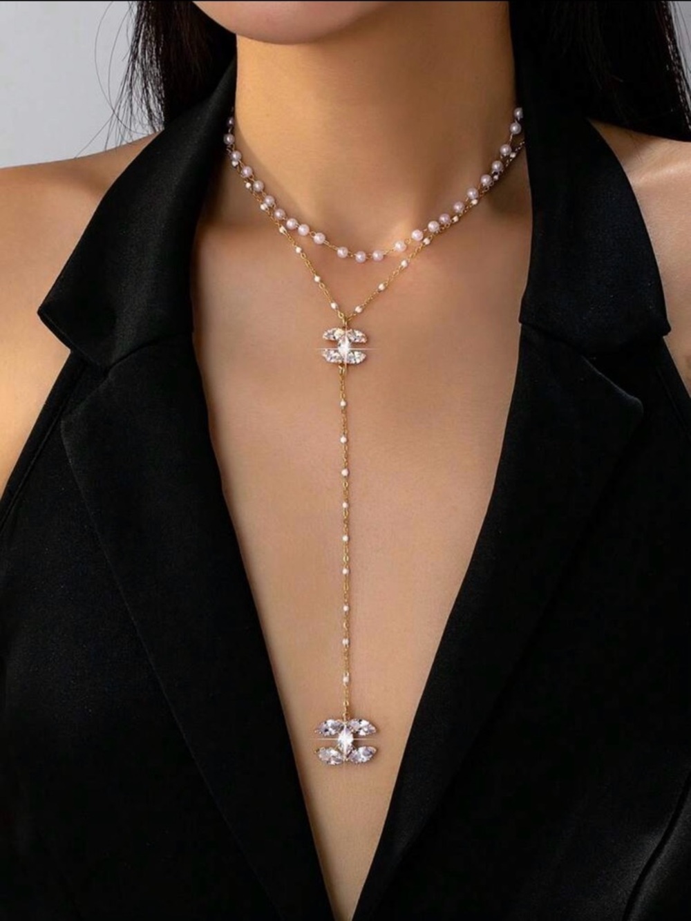 π©΅CC Necklace with Crystal Drops π©΅ - Picture 6 of 6